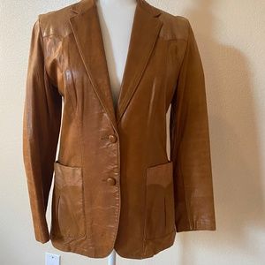 Vintage Remy leather /lizard blazer, size M, caramel color